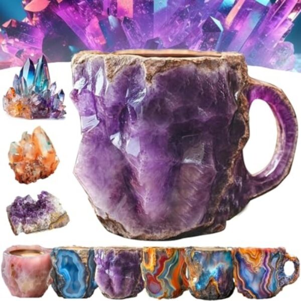 Resin Mineral Crystal Coffee Mugs With Handles