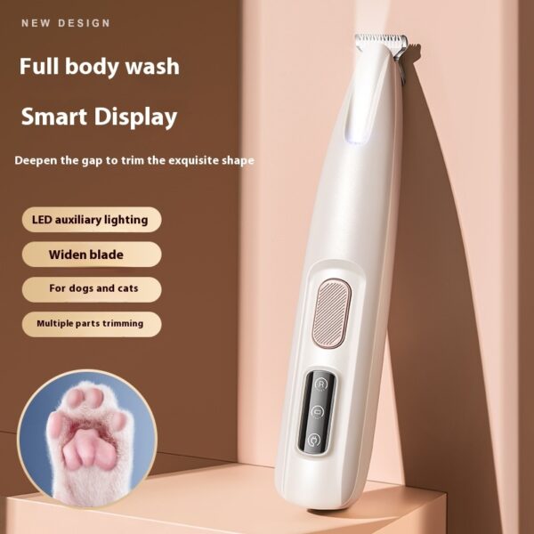 Pets Dog Paw Trimmer With LED Light Fully Waterproof Pet Hair Trimmer With LED Display Dog Clippers For Grooming Widen Blade - Image 3