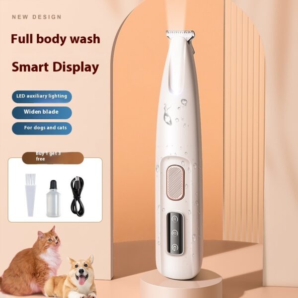 Pets Dog Paw Trimmer With LED Light Fully Waterproof Pet Hair Trimmer With LED Display Dog Clippers For Grooming Widen Blade - Image 4
